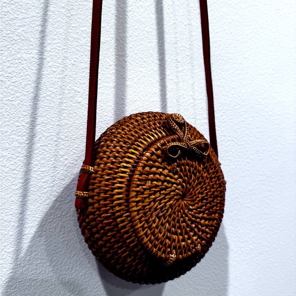 Boho Round Rattan Woven Wicker Bag - Picture 7 of 7